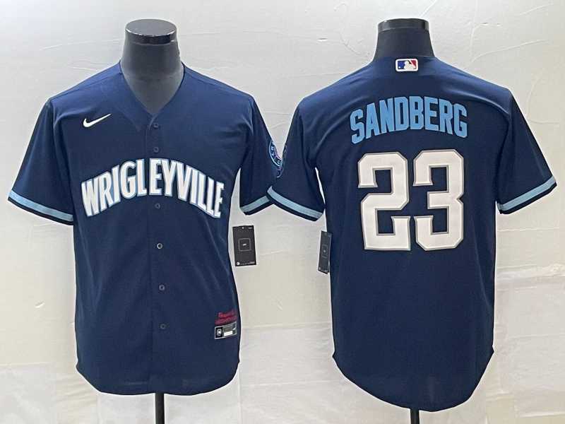 Mens Chicago Cubs #23 Ryne Sandberg Navy City Connect Cool Base Stitched Jersey